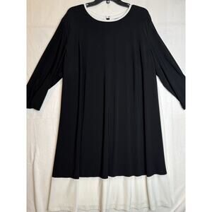 Lauren Ralph Lauren Dress Womens Large Black‎ White Long Sleeve Size 24w Maxi